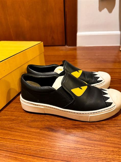 fendi sneakers gray|fendi monster slip on sneakers.